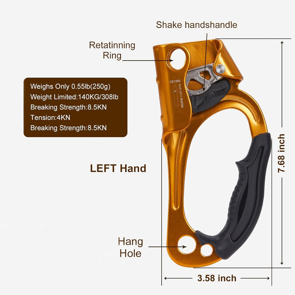 Hand Ascender, Rock Climbing Tree Arborist Rappelling Gear Equipment Rope Ascender Rope Clamp for 10~13MM Rope
