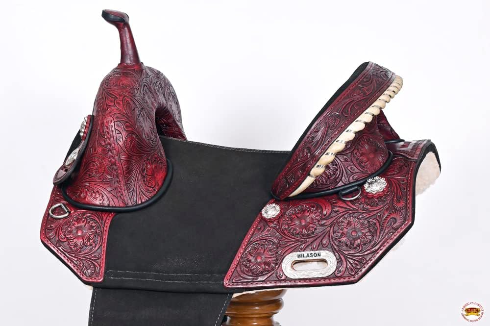 Western Treeless Trail Barrel Saddle Mahogany 14in