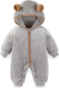 Newborn Baby Bear Outfit Suit Thin Fleece Jumpsuit Romper Hooded Winter Clothes Snowsuit Coat Infant Girls Boys