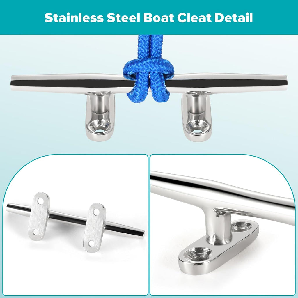 ZOMCHAIN 4/5/6 Inch Boat Cleat - Open Base 316 Stainless Steel Dock Cleat,Marine Cleat Rope Cleat, Mooring Accessories with Screws for Boats,Kayak, Marine, Deck, Nautical Decor(2,4,6 Pack)