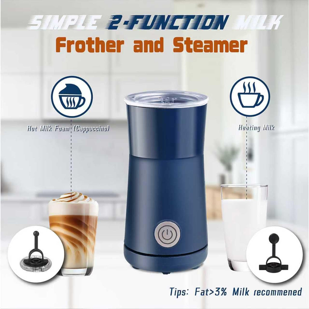 Simple Milk Frother, 2 in 1 Milk Steamer and Frother, Electric Milk Steamer, Milk Warmer and Hot Milk Foam Maker for
