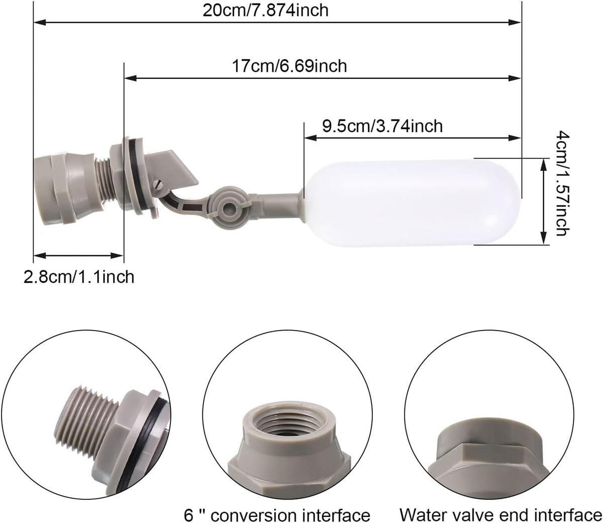 Mudder 4 Pack 1/2 Inch Mini Float Ball Valve with Adjustable Arm