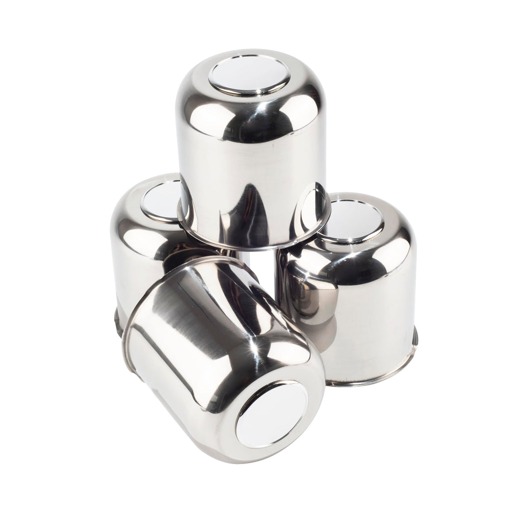 4Pcs 4.25" Stainless Trailer Wheel Center Caps, 4.29" H Chrome