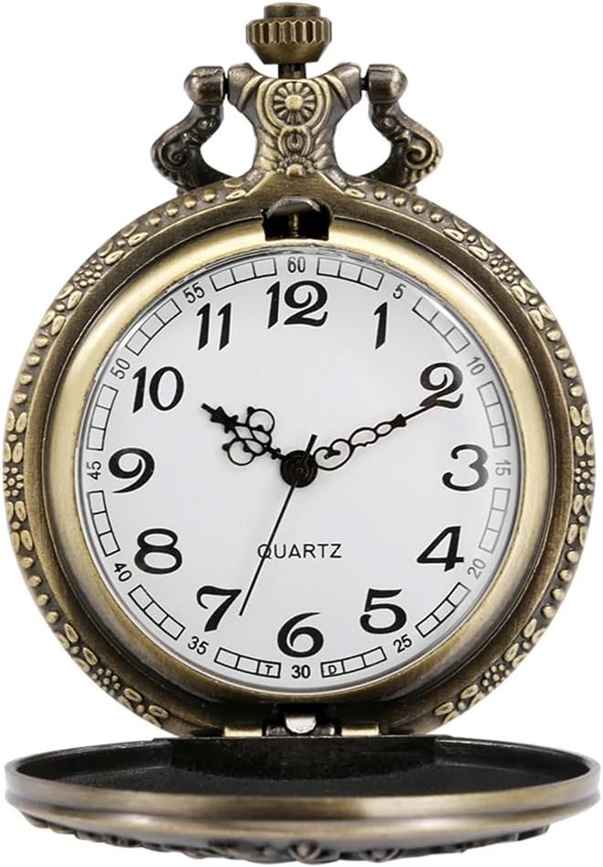 Vintage Pocket Watch with Chain for Men Necklace Watches for Women | Classic retro pendant watch,Unique analog quartz