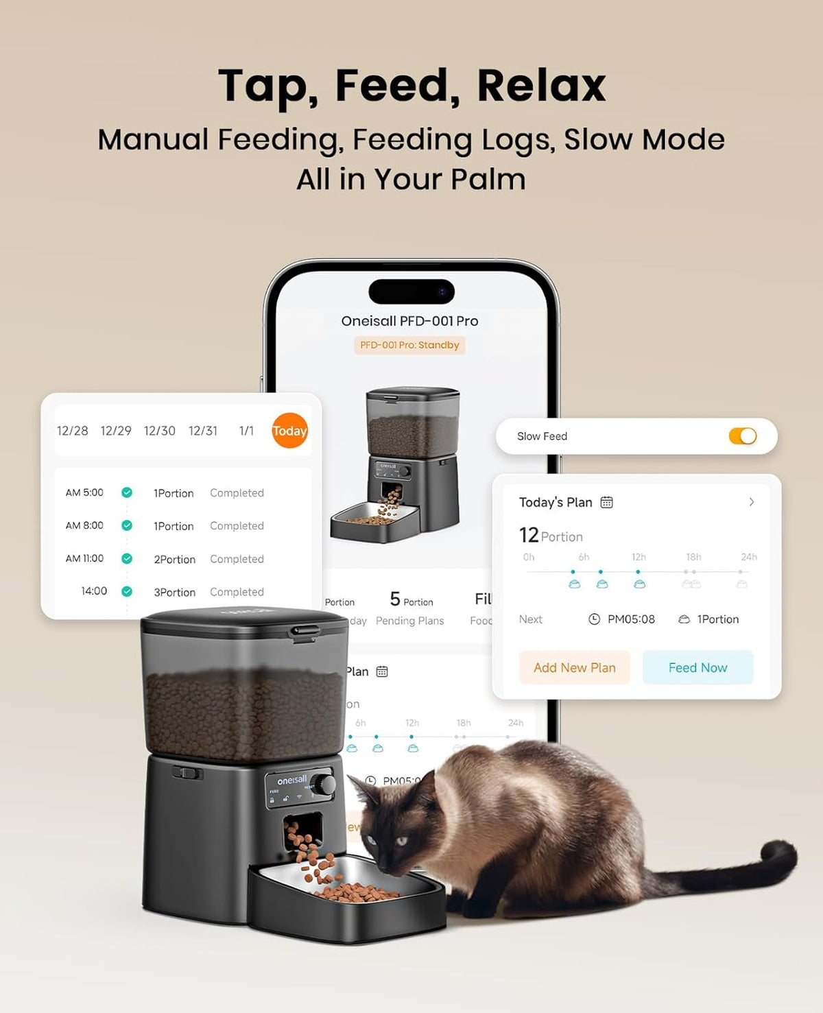 2.4 GHz Wi-Fi Automatic Cat Feeder, 3.5L/15 Cups