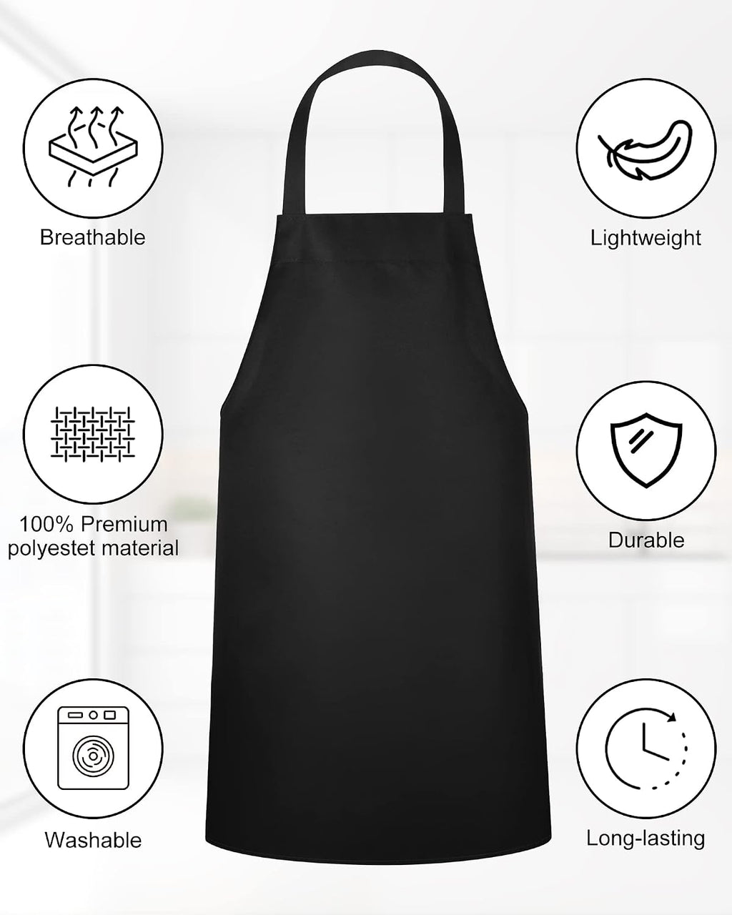 36 Pack Bib Aprons Bulk Plain Aprons, Black