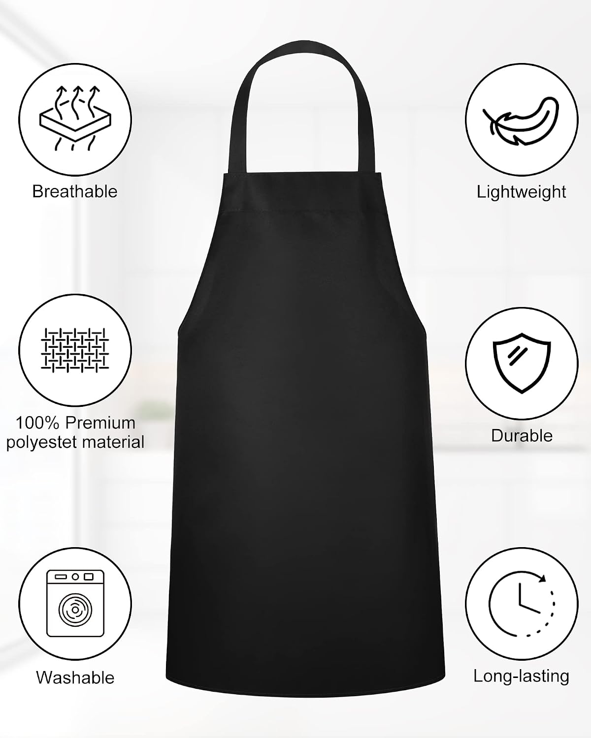 36 Pack Bib Aprons Bulk Plain Aprons, Black