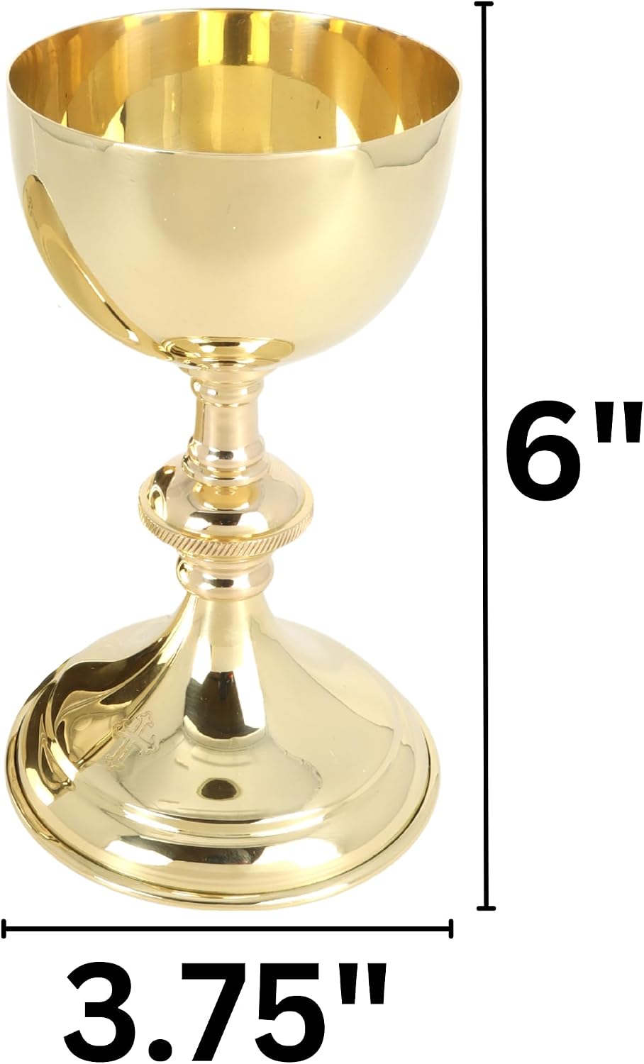 Small Brass Chalice and Paten Set, Religious Sacramental Cup with Dish for Church Communion, 6 by 3.75 Inch Goblet