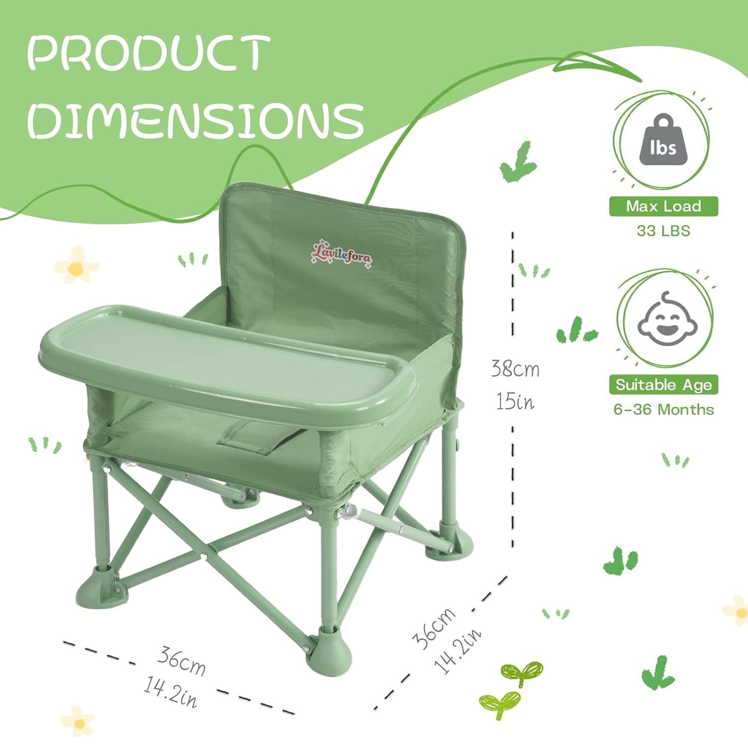 Portable Baby Chair,Portable 3-in-1 Baby Booster Seat with Tray,Folding Toddler High Chair for Travel,Camping, Home &