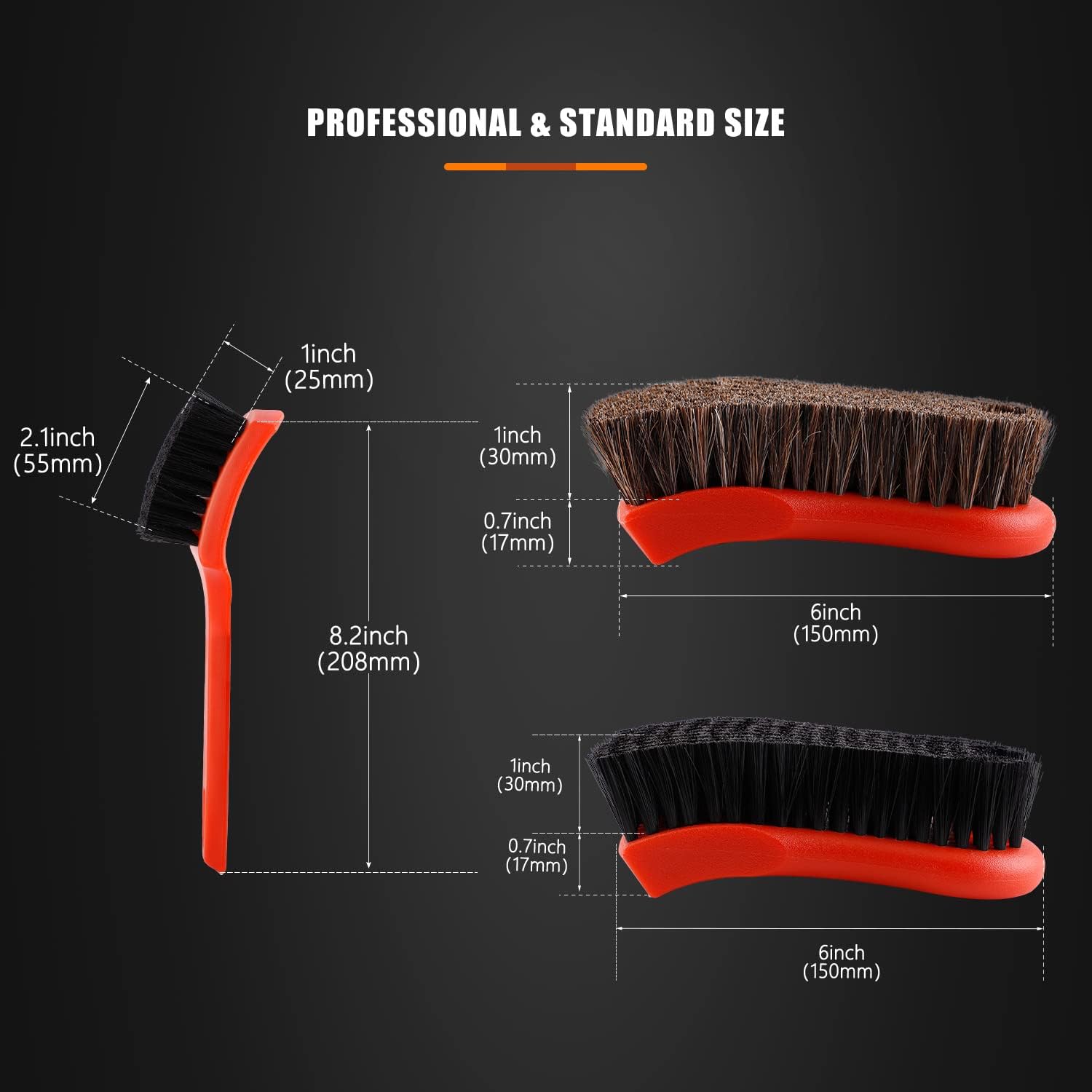 3Pcs Car Detailing Brush Kit, Leather & Textile Interior Brush, Comfortable Grip and Scratch-Free Cleaning for