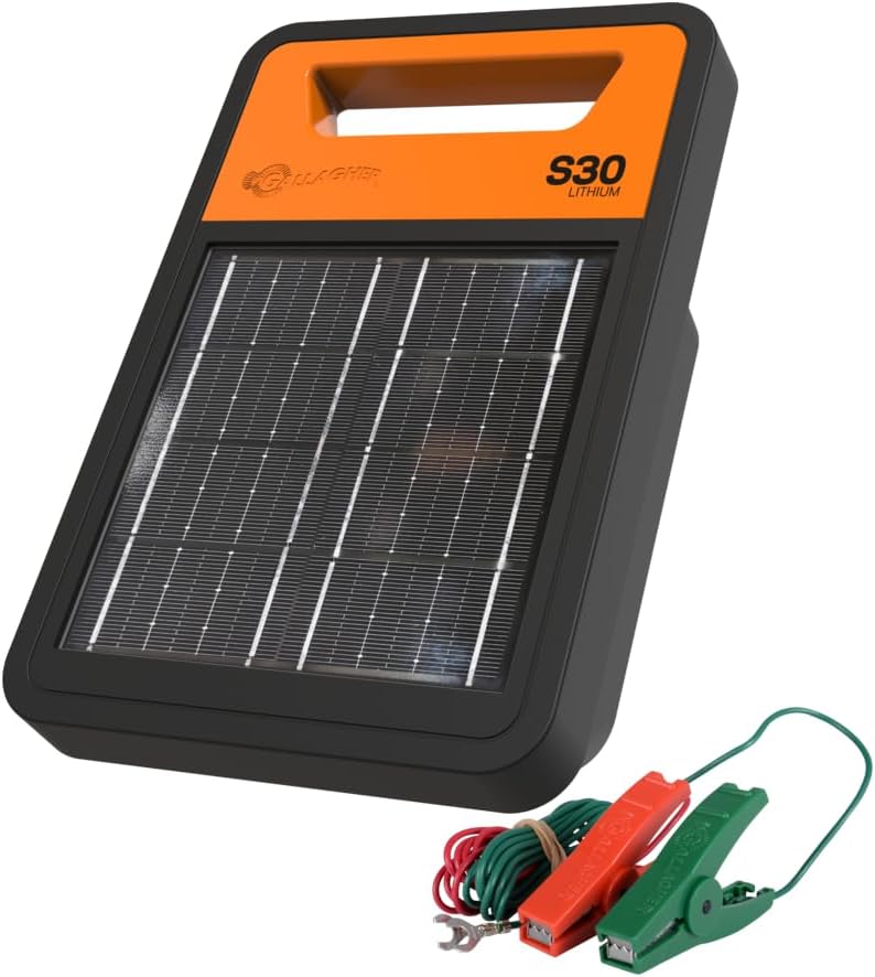 S30 Solar Electric Fence Charger | Solar Fence Energizer for Cattle, Horses, Goats, Small Pastures, Predator Control