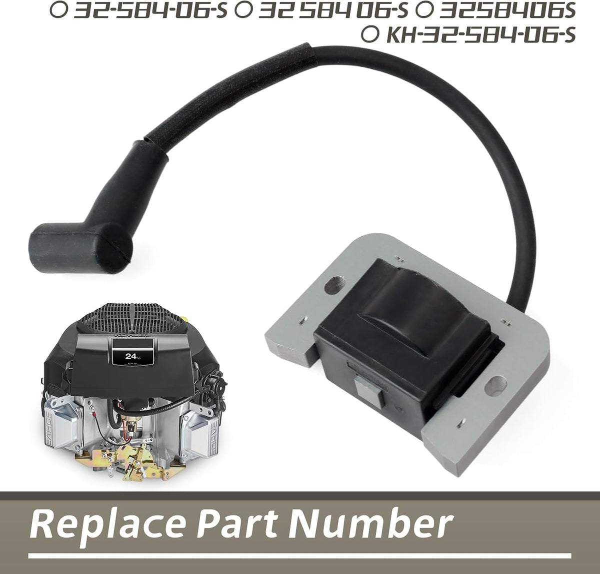 32-584-06-S Ignition Coil Kit 7000 Series Replacement for Kohler KT735 KT730 KT725 KT722 KT720 KT715 6600 KT620 KT610 KT600 for Confidant ZT730 ZT720 ZT710 for Cub Cadet ZT1 ZT2 XT1 XT2 RZT