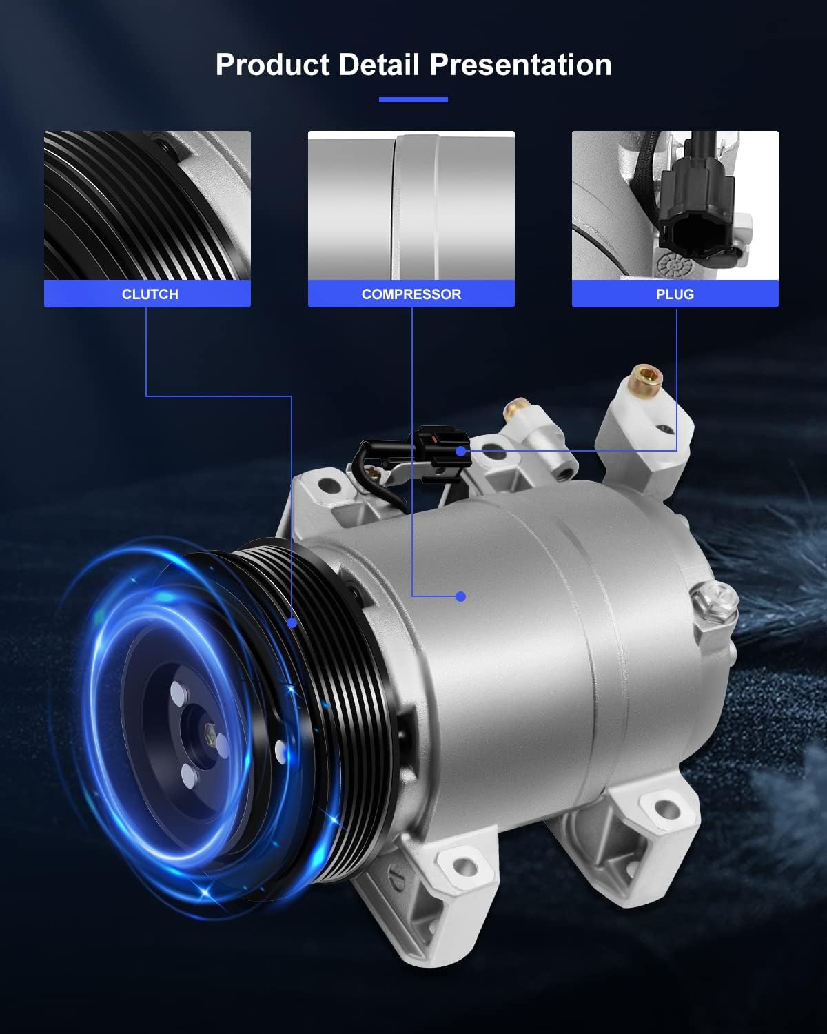 ECCPP AC Compressor with Clutch for Nissan Altima 2.5L 2002-2006
