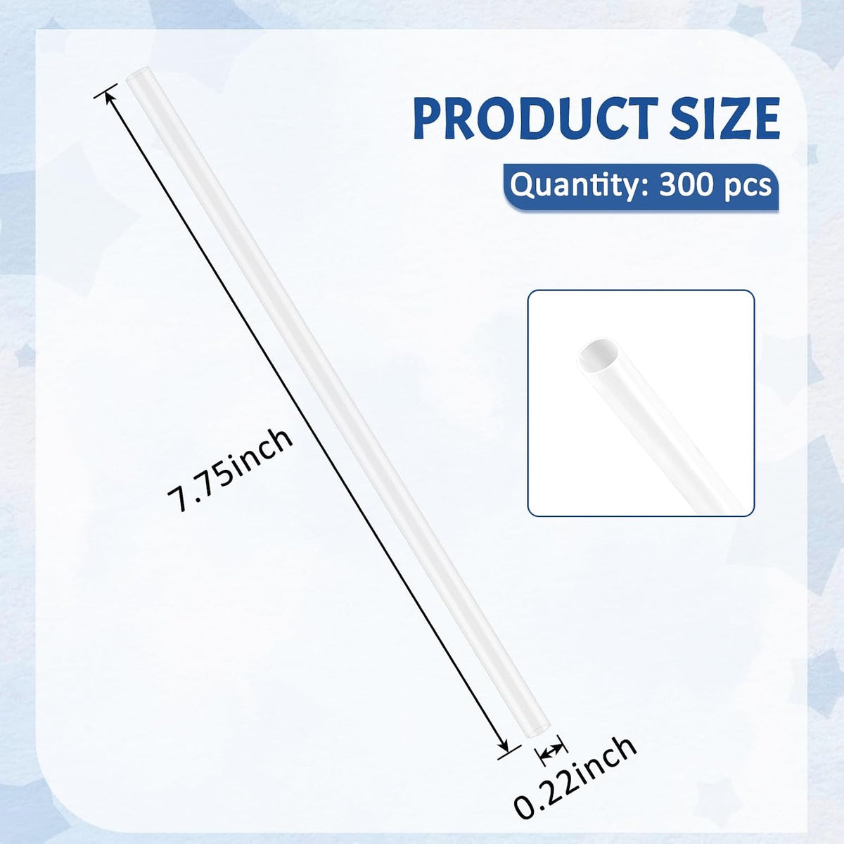 300 PCS Clear Plastic Drinking Straws, 7.75 Inch, Disposable, BPA-Free