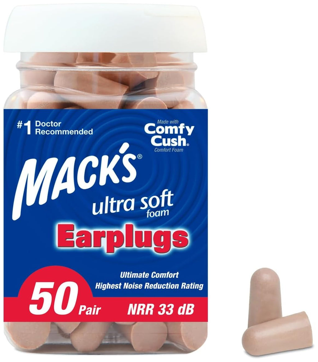 Ultra Soft Foam Earplugs, 50 Pair - 33dB Highest NRR | Made in USA
