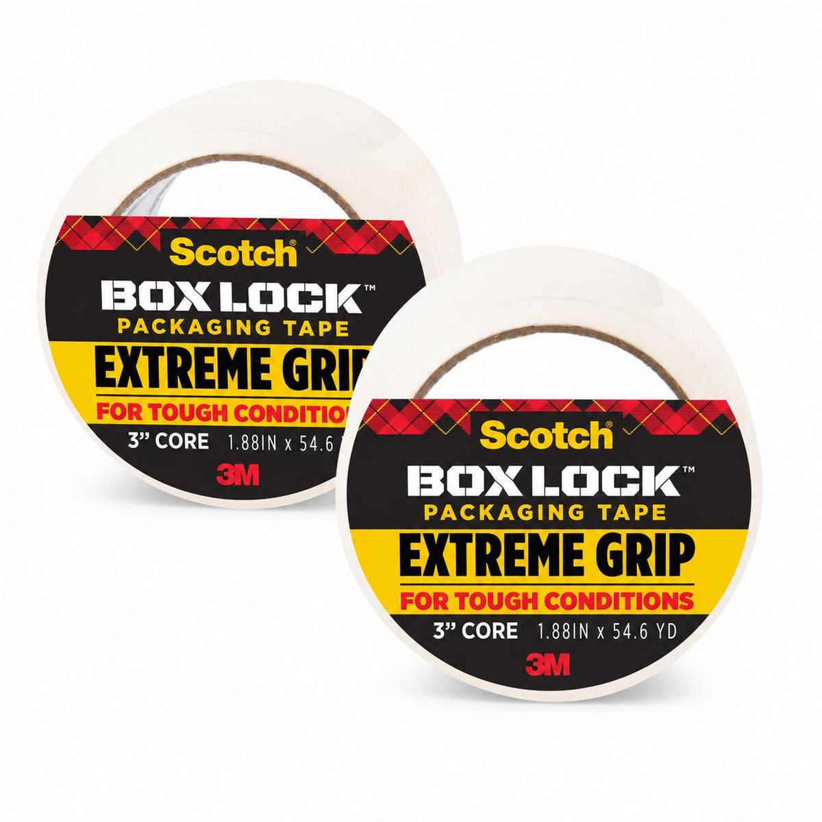 Box Lock Packing Tape, Clear, 2 Rolls, 1.88 in x 54.6 yd