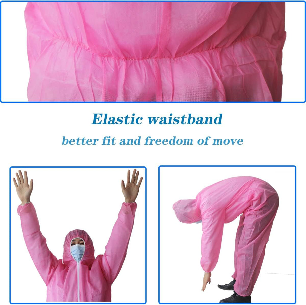 Hazmat Suits,10 Colors Options Disposable Protective Coveralls, Paint Suit with Elastic Wrists Ankles and Hood