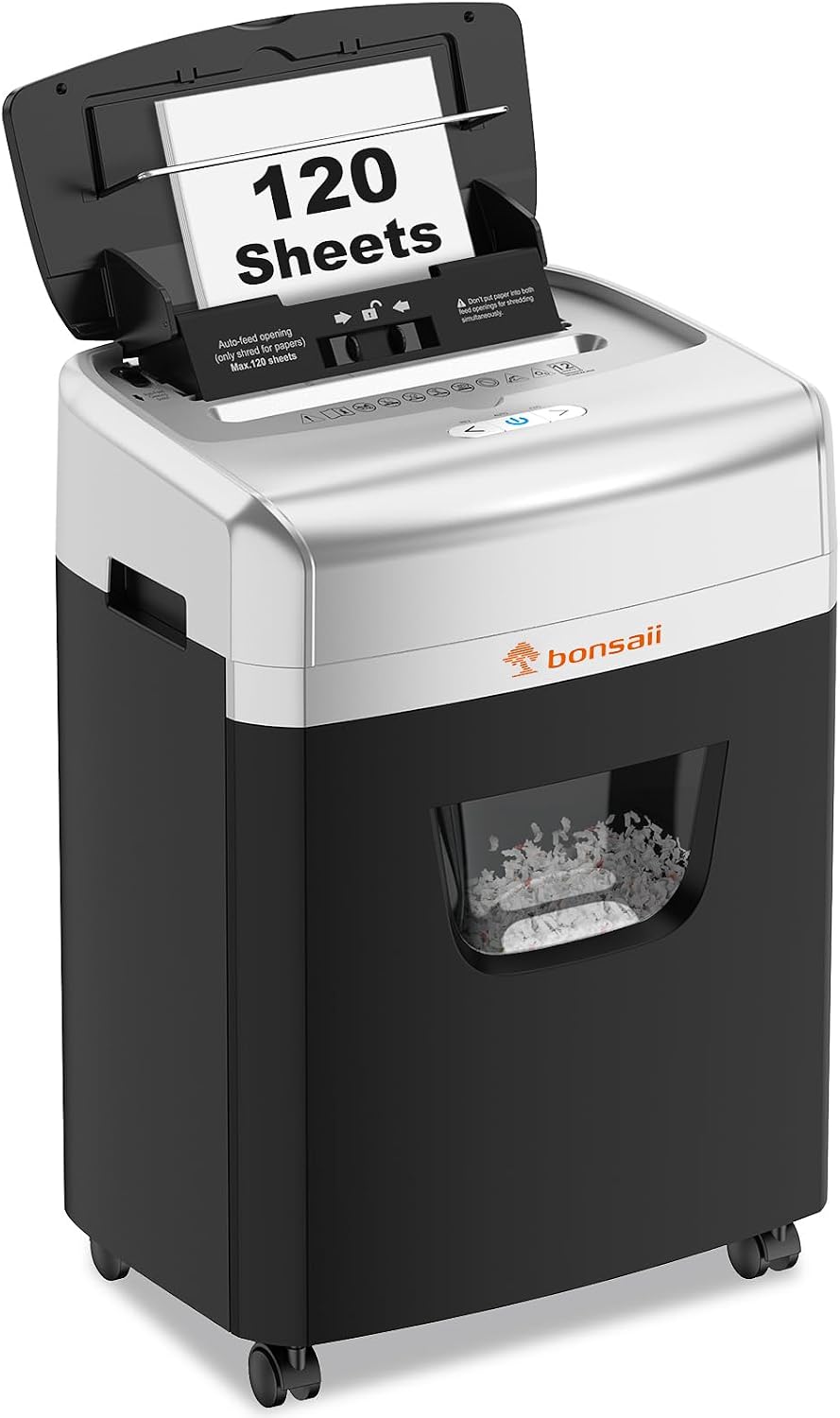 120-Sheet Autofeed Micro-Cut 30-Min Run Heavy Duty Paper Shredder | P-4 Security Level, Jam-Proof, 62dB Ultra-quiet