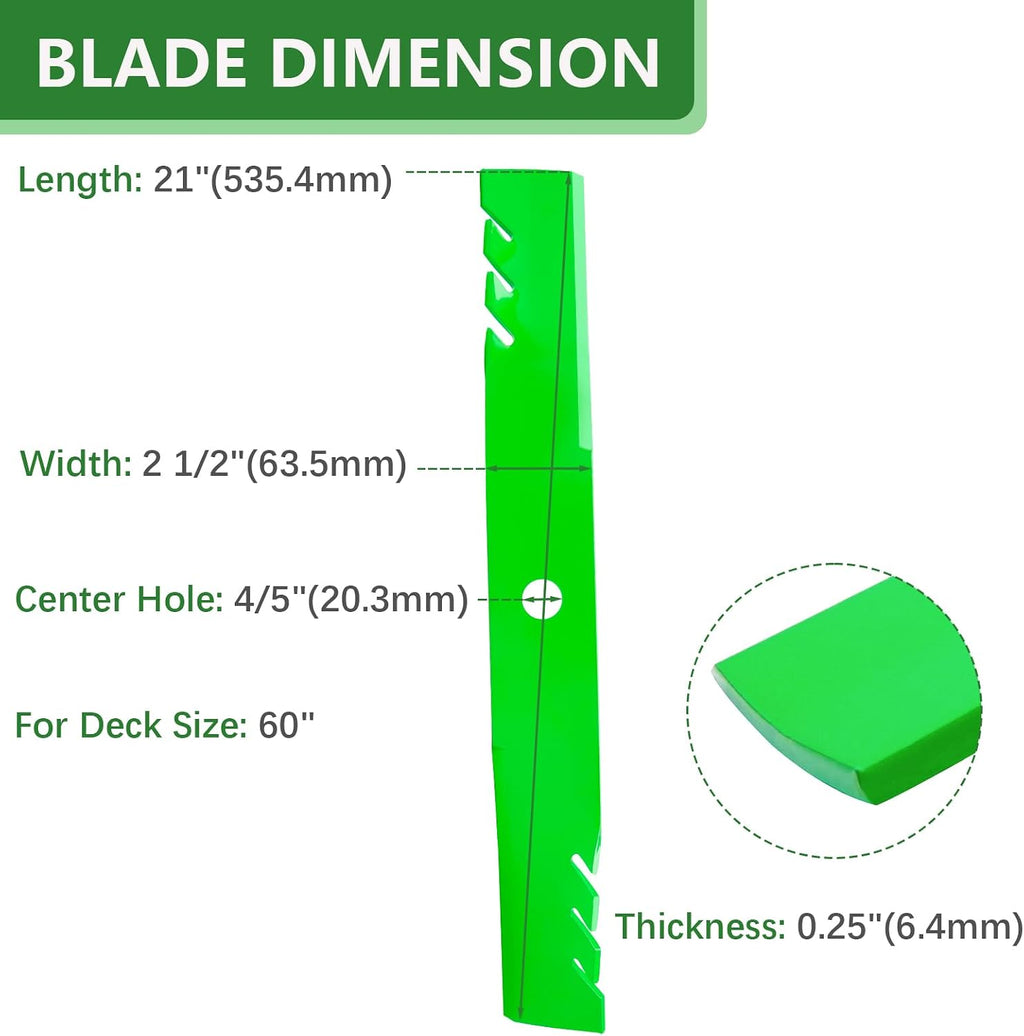 TCU15881 M131958 Mulching Blades Fit for 60 Inch John Deere 7-Iron Z950r z951r 1025r Z930m Z950m 950m 930m Z757 Z665 Mower Decks Replaces AM128485 M144196 M163983 (3 Pack)