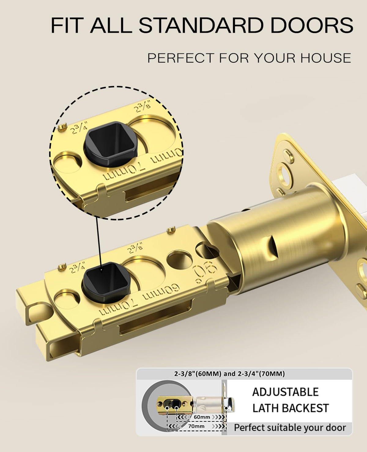 6 Pack Brushed Gold Passage Interior Door Handles