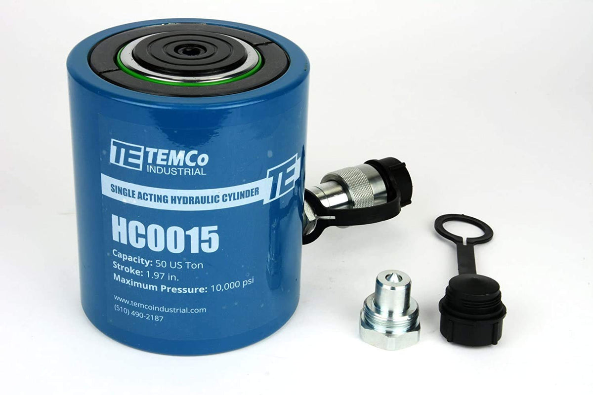 TEMCo 50 Ton Hydraulic Cylinder 2" Stroke Single Acting 10,000 PSI – Machinery, Foundation Support & Construction