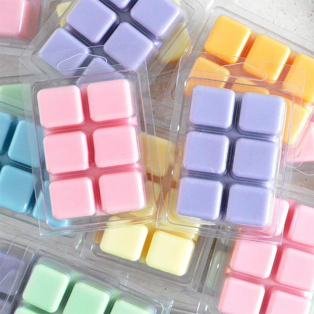 25 Pcs 6 Cavity Clear Plastic Wax Melt Molds Small Wax Melt Containers Wax Melt Cube Trays Square Wax Molds Clamshell
