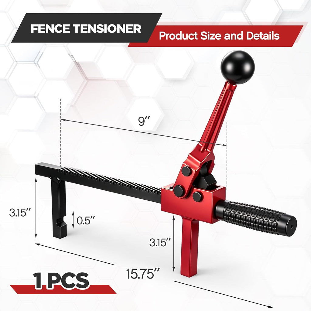 1 Pc Chain Link Fence Stretcher Tool, Ratcheting Wire Tightener Puller, 1.7''-9'' Tension Range, Tilted Base Hooked