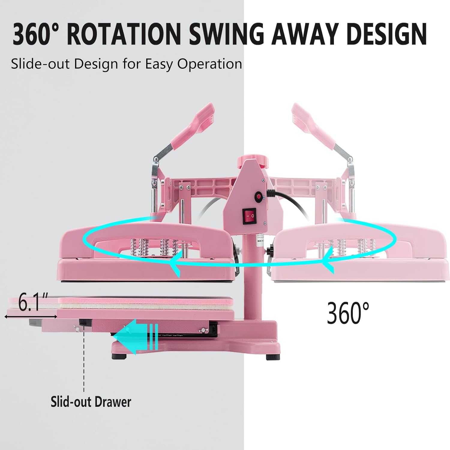 5 in 1 Heat Press Machine 12x15 Inch, Heat Press Machine for T Shirts Hat Cap Mug Plate 360° Swing Away, Sublimation