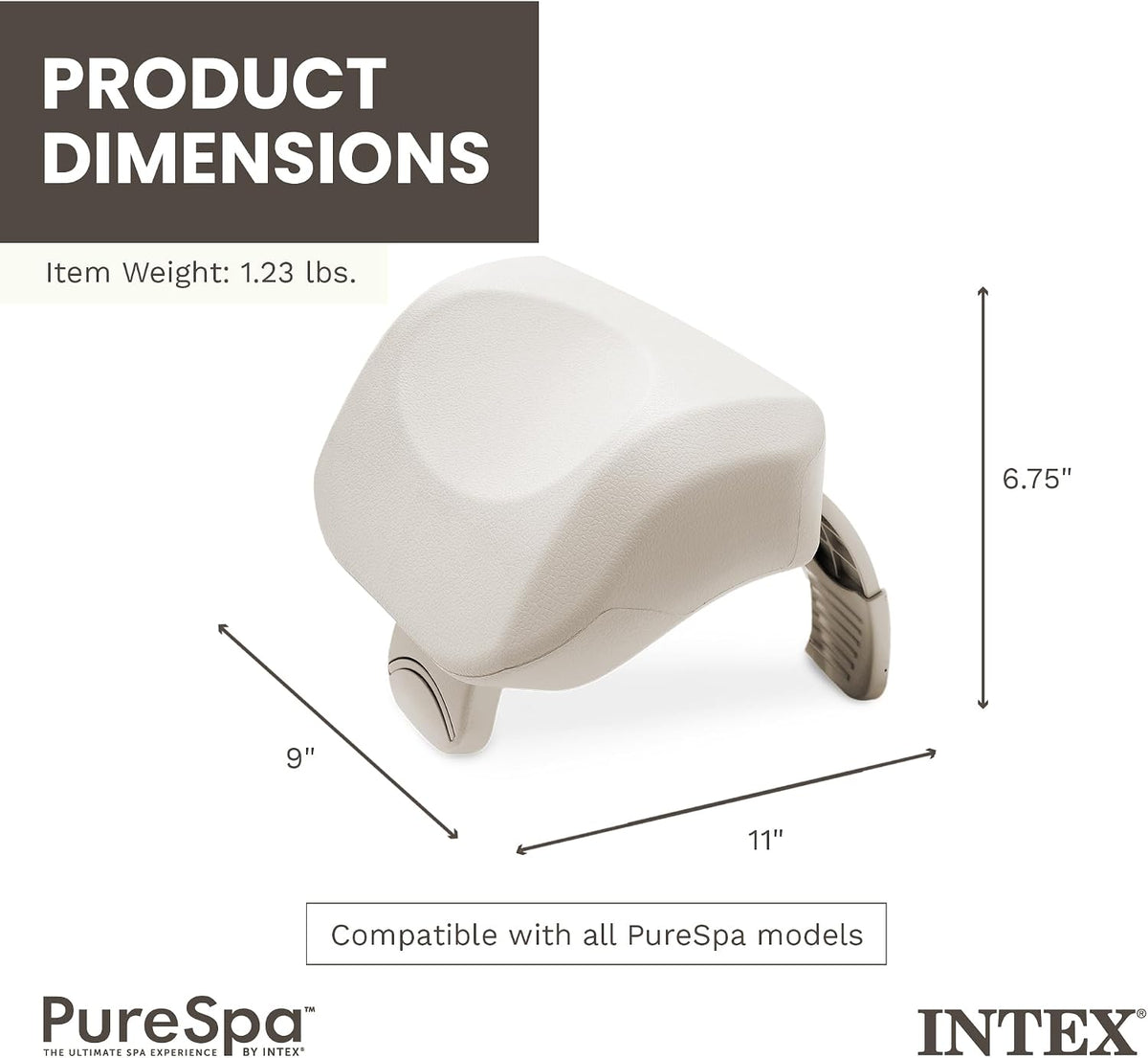 Intex PureSpa Cushioned Foam Headrest Pillow for Inflatable Hot Tubs