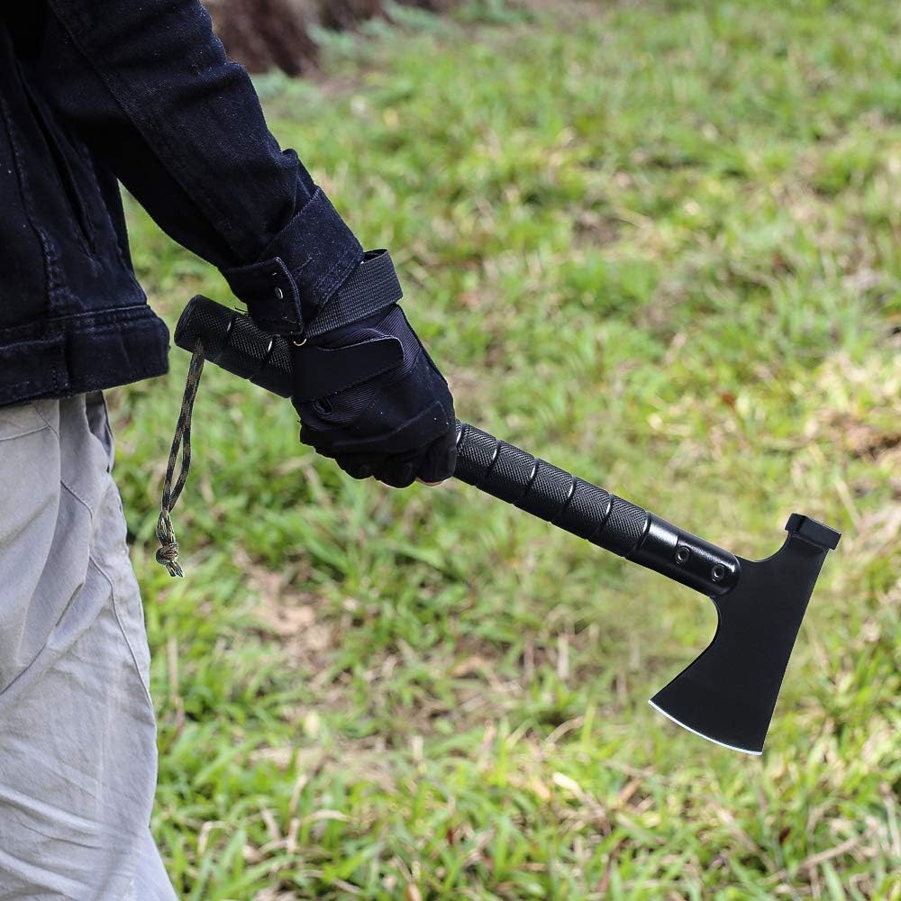 Camping Axe, Folding Survival Hatchet Axe Tactical Axe for Outdoor | Black Camp Axe Tactical Tomahawk Survival Axe
