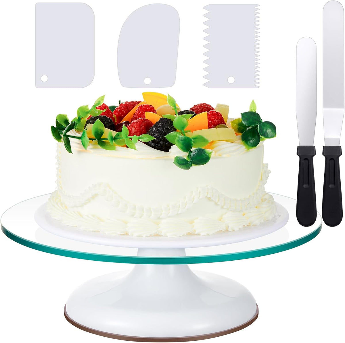 6 Pcs 12 Inch Glass Cake Turntable for Decorating Rotating