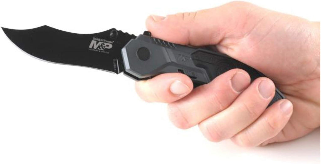M&P SWMP1B 7.1in High Carbon S.S. Folding Knife with 2.9in Clip Point Blade and Aluminum Handle for Tactical