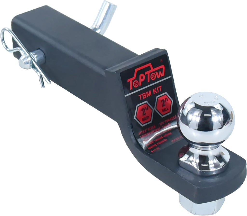 2" Drop Trailer Hitch Ball Mount Kit with 2" Trailer Ball and 5/8" Hitch Pin, Fits 2" Hitch Receiver, Matte Black