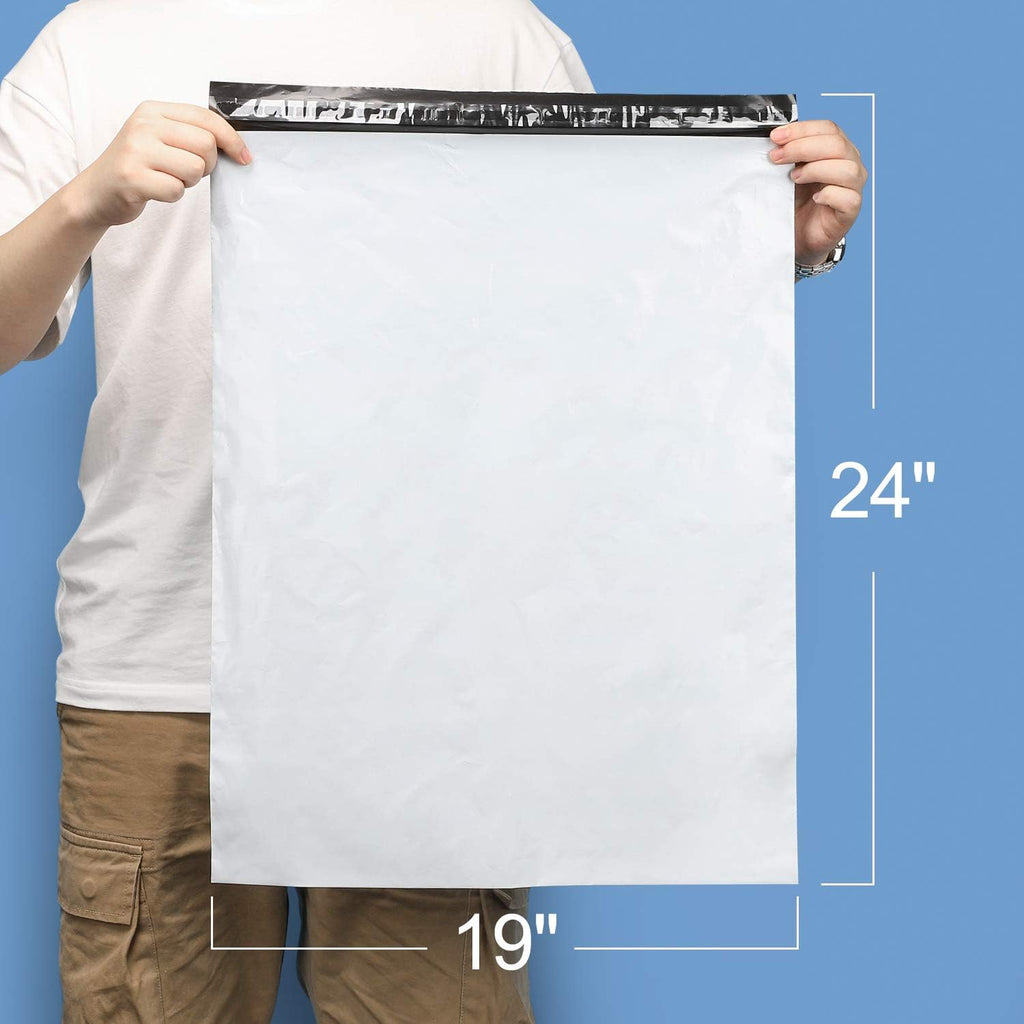 Large Poly Mailers 19x24 50 Pack, White Self Seal Shipping Bags | Strong Thick Tear-resistant Waterproof Mailing