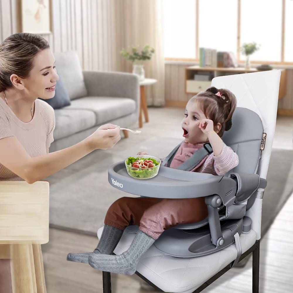 Baby High Chair Booster Seat for Dining Table, Foldable High Chairs with Adjustable Heights, Travel Booster Seat with