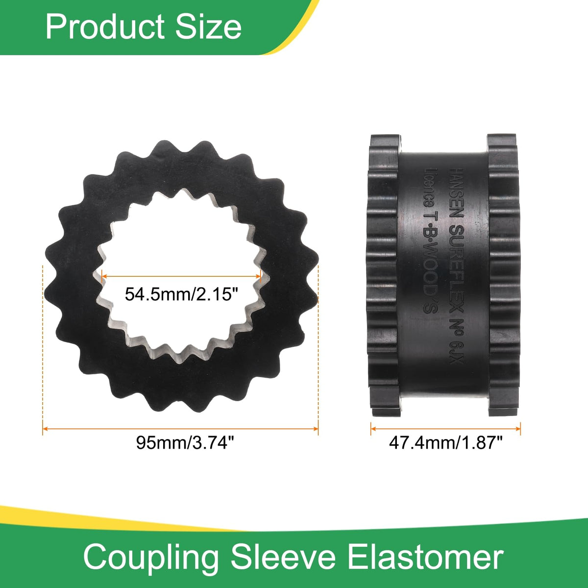 uxcell Coupling Sleeve Elastomer 6JE Gear Sleeve Coupling Insert Solid Design Nitrile Rubber 2.15" ID x 3.74" OD x 1.87" Elastomer Length
