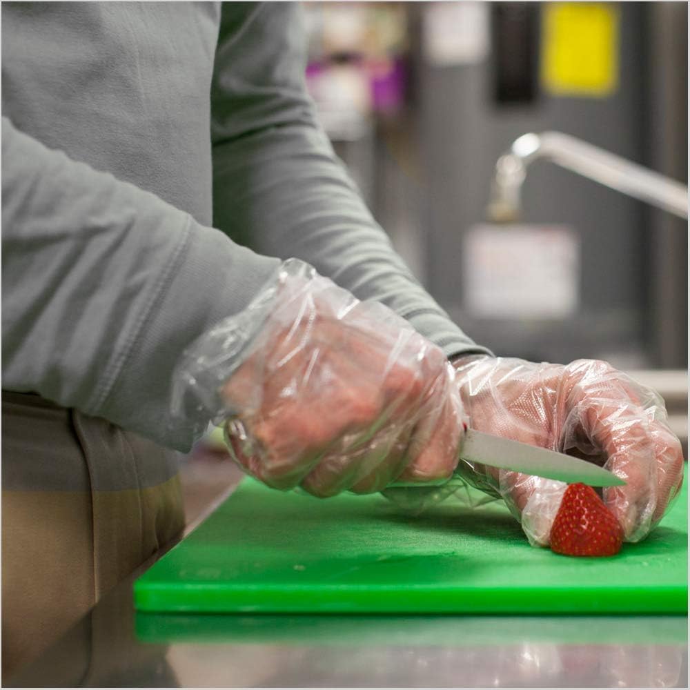Embossed Poly Disposable Gloves Plastic Food Safe Gloves, Clear