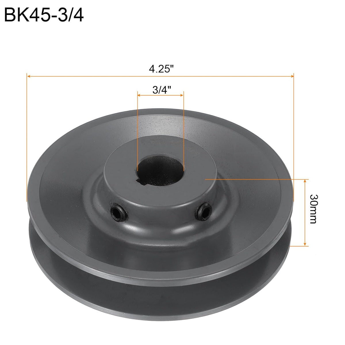 uxcell BK45-3/4 V-Belt Sheave 3/4" Bore, 4.25" OD, Single Groove Web Sheave