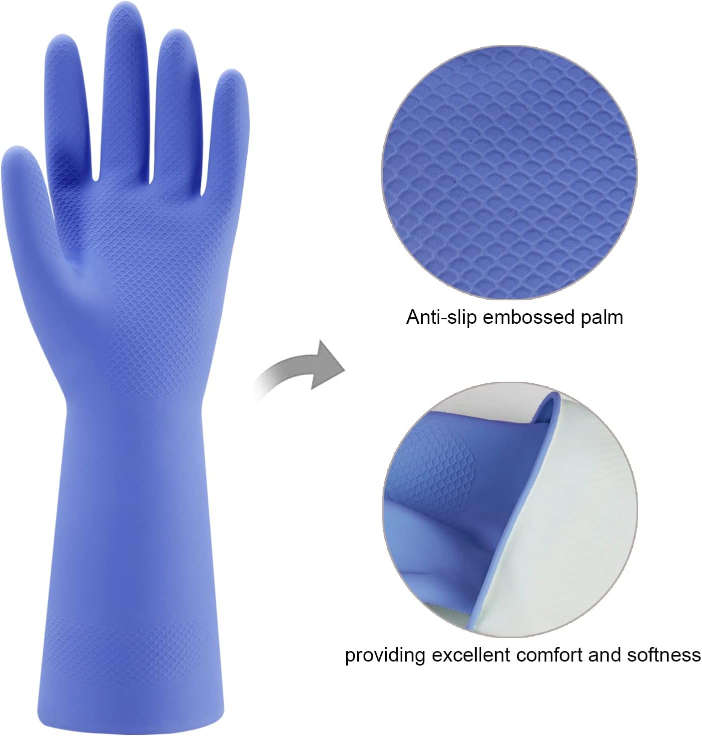 Rubber Kitchen Dishwashing Gloves - 4 Pairs Colorful Reusable Household Cleaning Gloves for Washing Dishes and