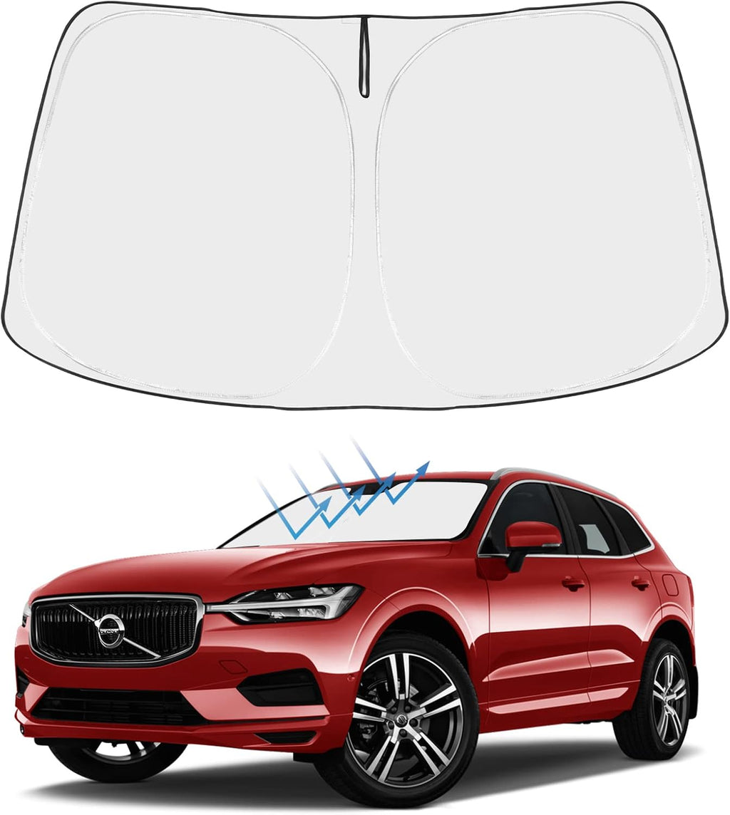 Windshield Sun Shade for Volvo XC60 SUV 2018-2024 2025 2026 Foldable Sunshade Protector Blocks UV Rays Keep Car