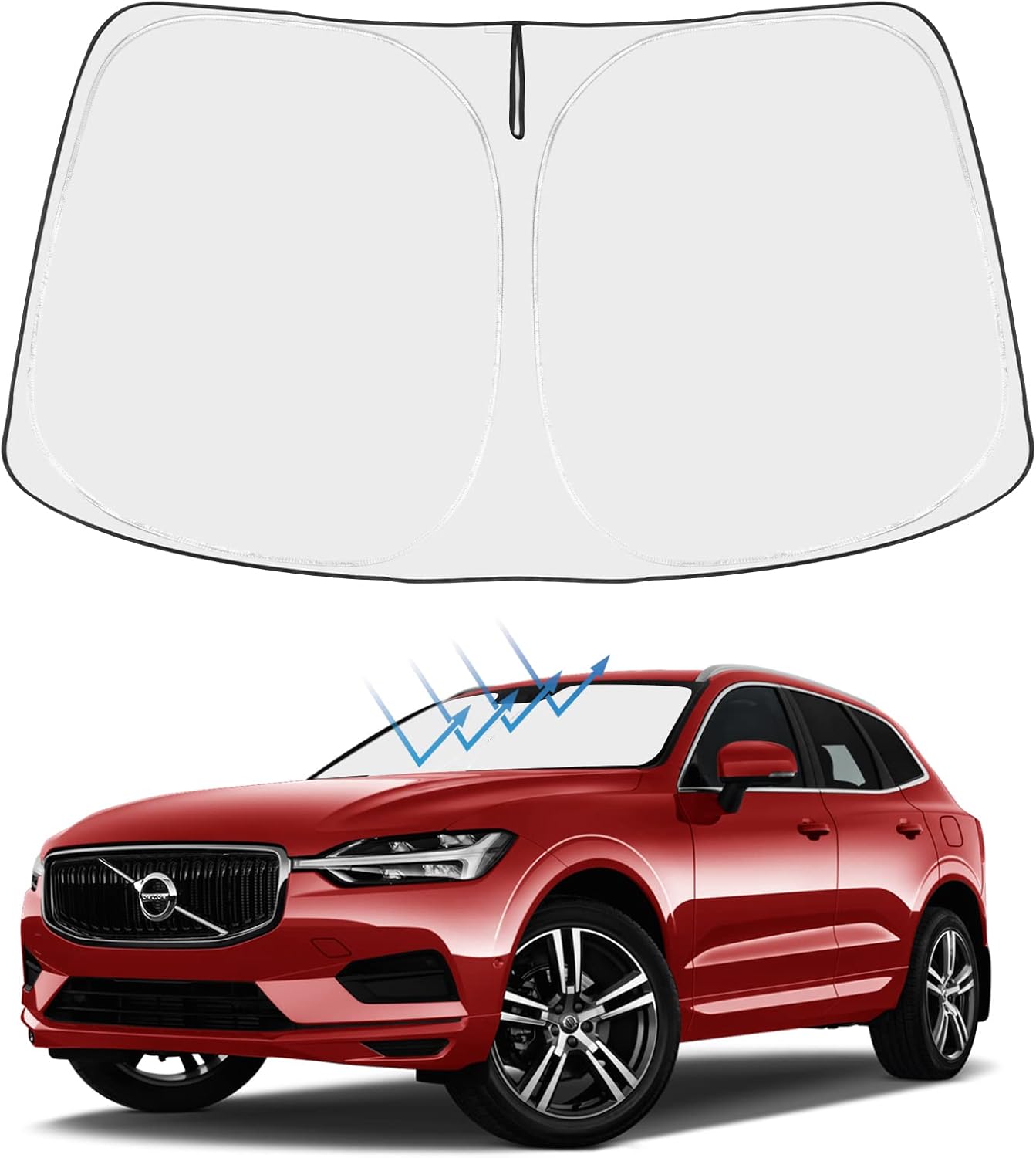 Windshield Sun Shade for Volvo XC60 SUV 2018-2024 2025 2026 Foldable Sunshade Protector Blocks UV Rays Keep Car