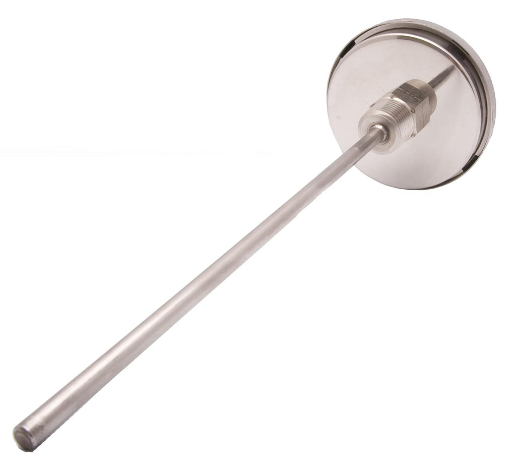 Industrial Bimetal Thermometer, 3" Face x 9" Stem, 0-250°F, S.S. Case