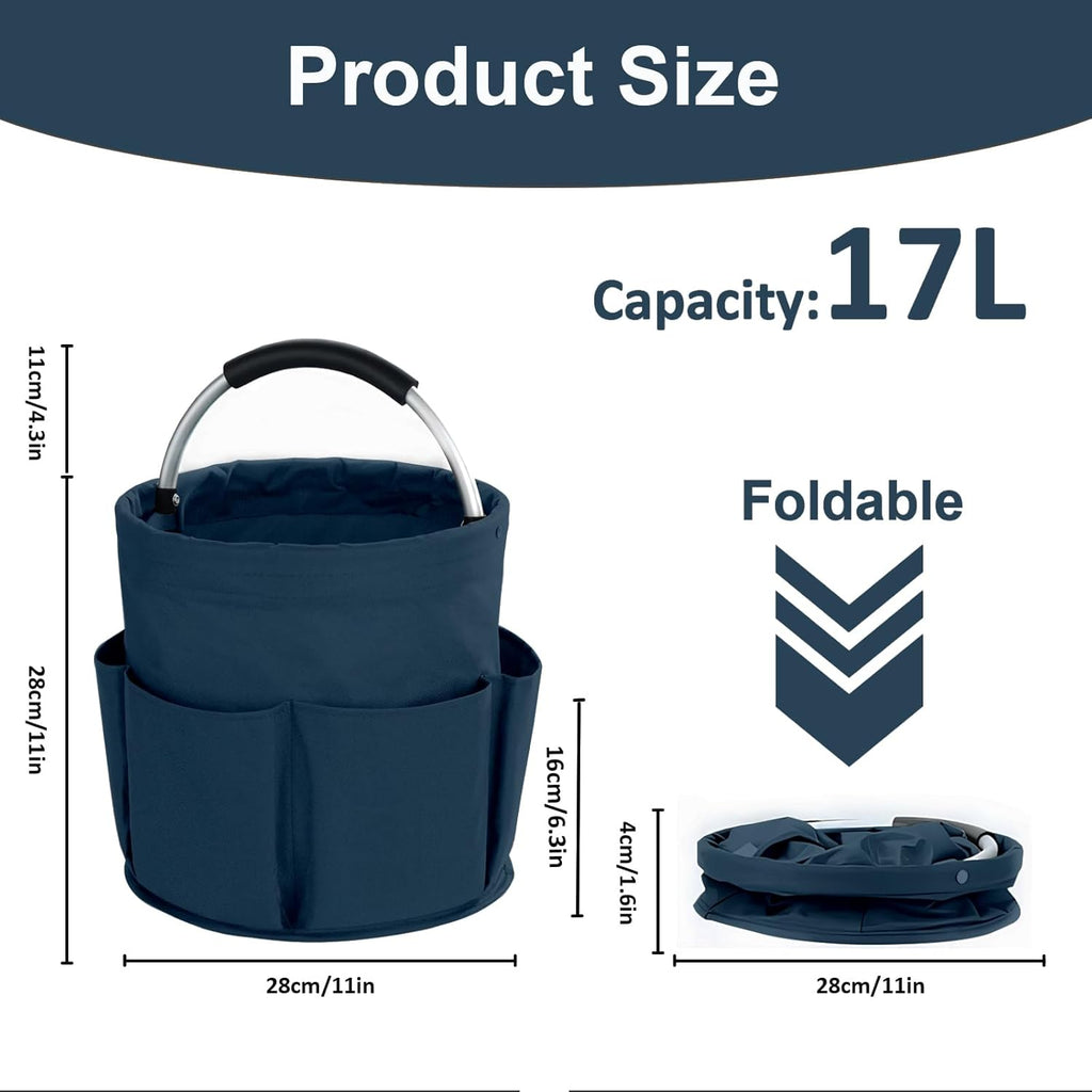 17L Cleaning Caddy with Handle, Cleaning Supplies Organizer, Foldable Storage Basket, Cleaning Supply Caddy, Portable