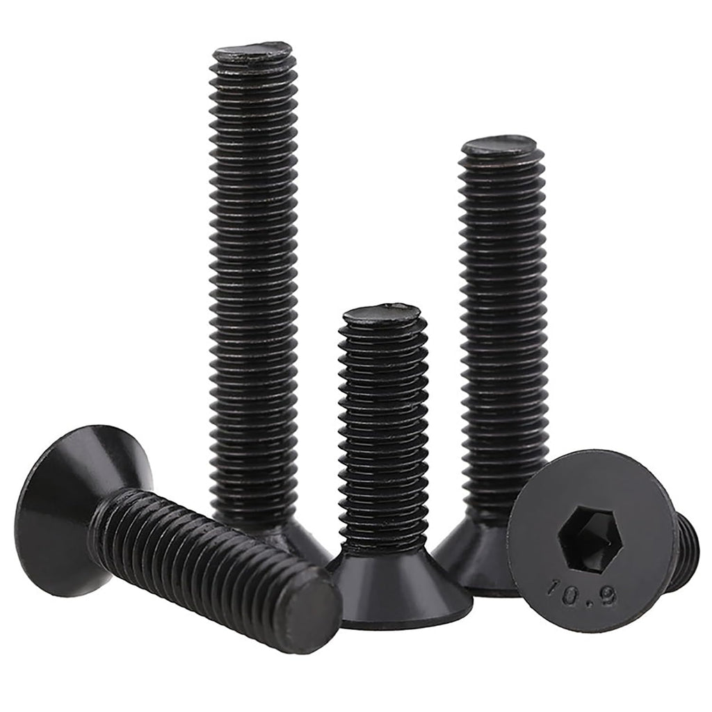 30pcs 5/16-18 x (3/4" to 2") Flat Countersunk Head Socket Head Cap Screws with Hex Key, 10.9 Grade Alloy Steel, Black Oxide Finish, Allen Hex Socket Drive, Full Threaded, Coarse Thread UNC