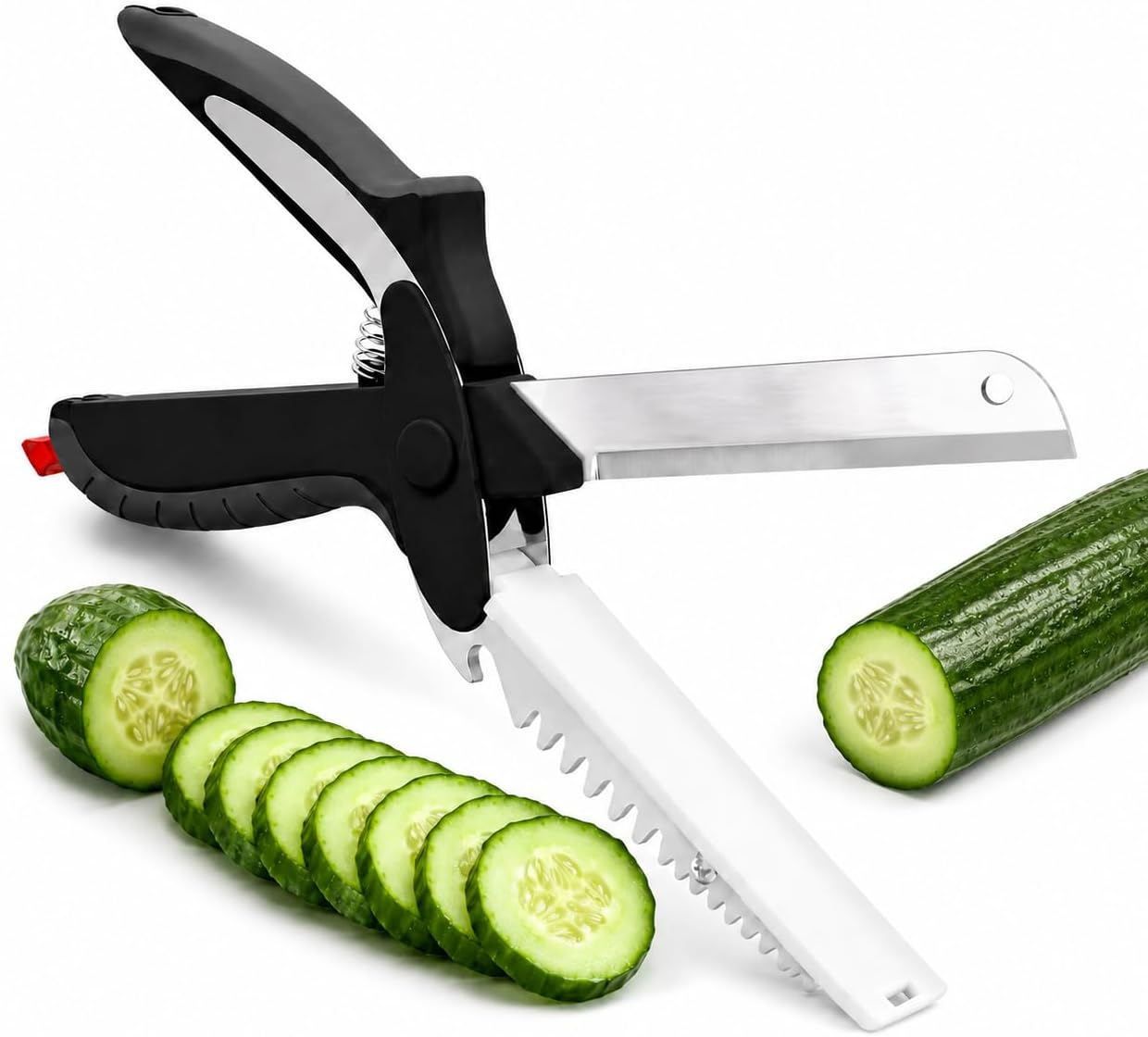 6-in-1 Cutting Board Scissors – Heavy Duty & Dishwasher-Safe Kitchen Shears with Ribbed No-Slip Blade, Spring-Assist