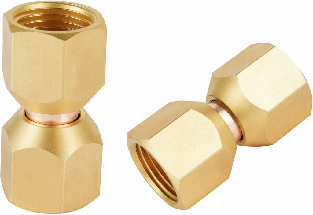 2Pcs EFIELD 3/8" X 3/8" Female Flare Swivel Brass Adapter(FLARE011-2)