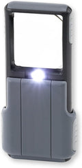 MiniBrite LED Lighted Slide-Out Aspheric Magnifier with Protective Sleeve (PO-55), 5X, Gray