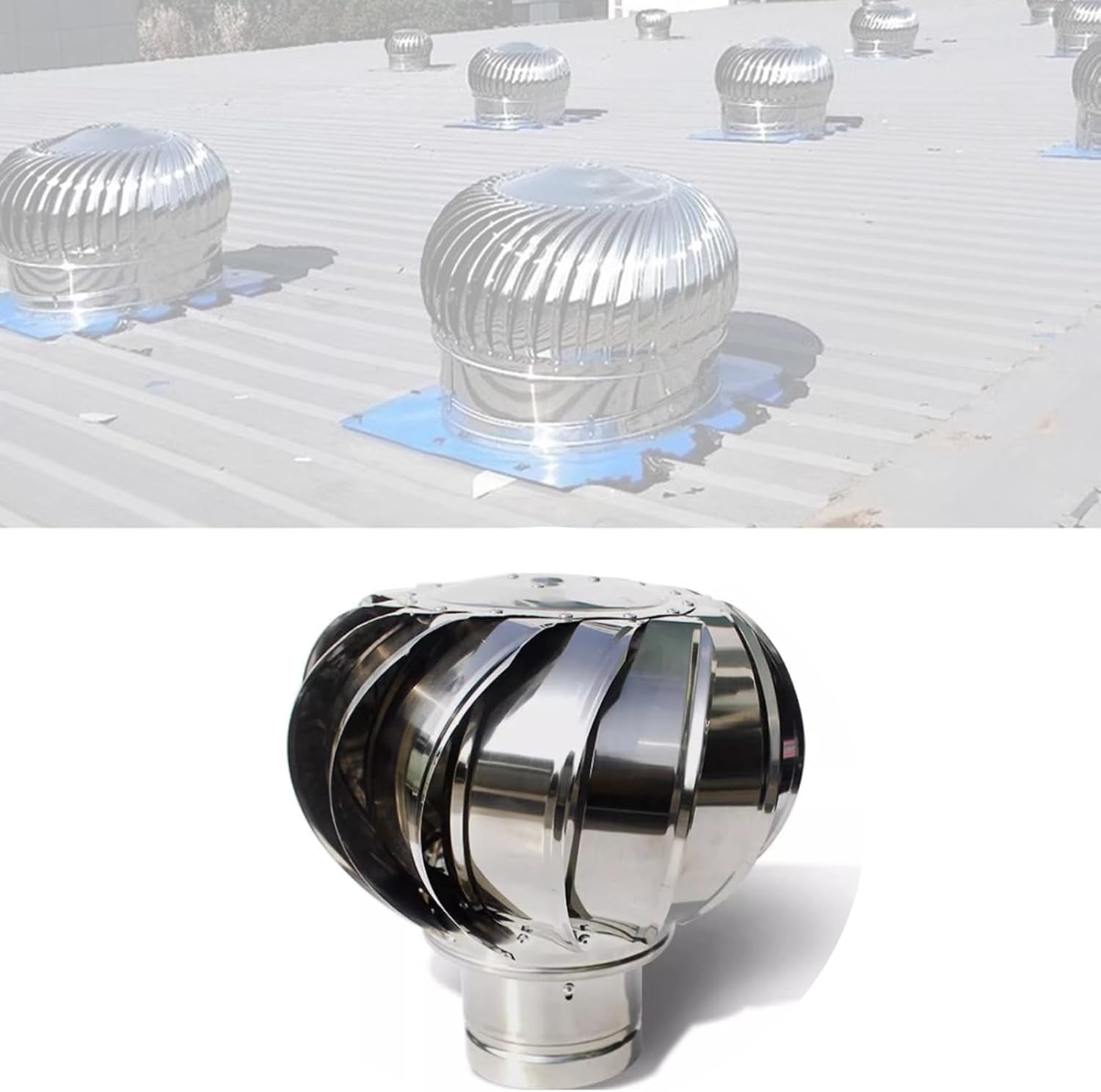 Roof Ventilator, Stainless Steel Powerless roof Ventilator for House Factory, Fireplace Chimney Cap(200mm)