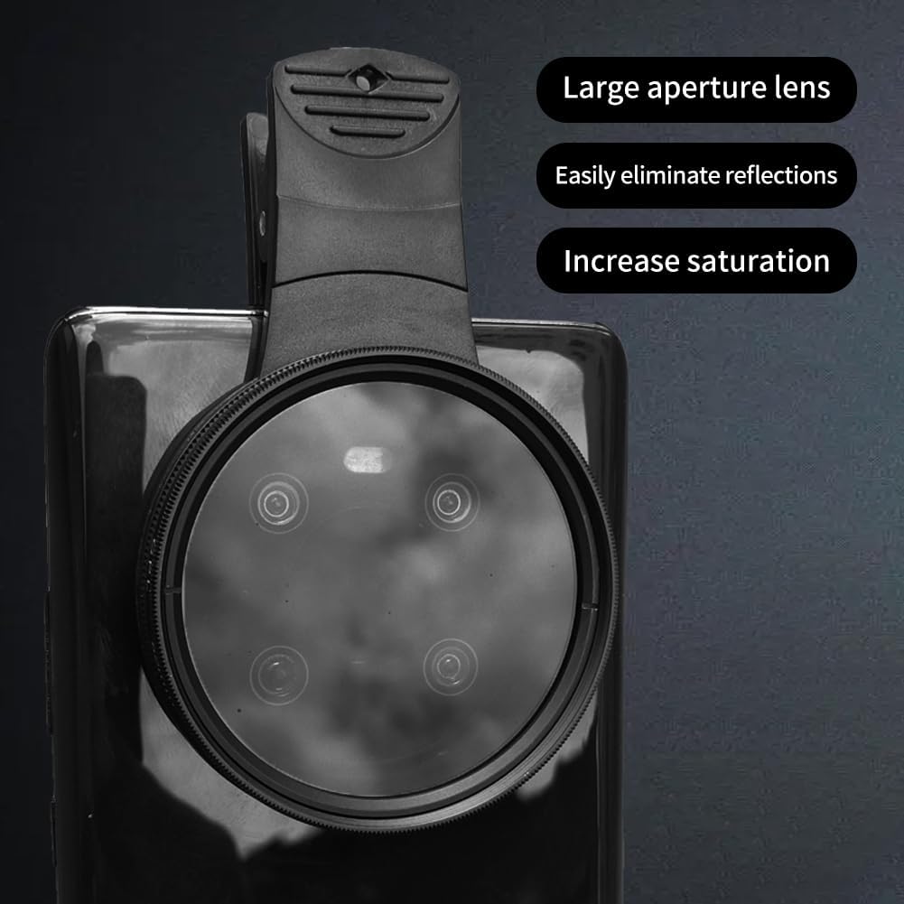 52mm Clip-on CPL Phone Camera Lens Filter, Phone Lens Filter Kit, Universal CPL Filter Compatible with