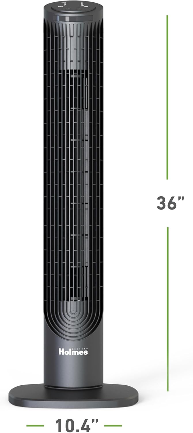 36" Slim Tower Fan 6-Speed Power Breeze Remote 75° Osc.